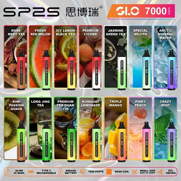 SP2S 7000口｜GLO 拋棄式電子煙・Type-C 快充｜思博瑞正品現貨速發